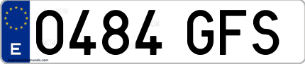Ejemplo de matrícula de coche ordinaria 0484 GFS