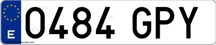 Ejemplo de matrícula española 0484 GPY