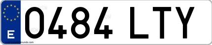 Ejemplo de matrícula española 0484 LTY