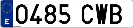 Ejemplo de matrícula española 0485 CWB