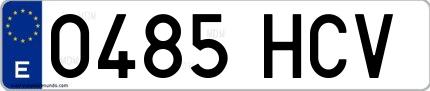 Ejemplo de matrícula española 0485 HCV