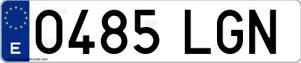 Ejemplo de matrícula española 0485 LGN