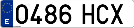 Ejemplo de matrícula de coche ordinaria 0486 HCX