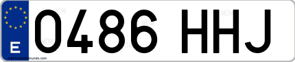 Ejemplo de matrícula de coche ordinaria 0486 HHJ