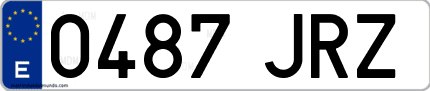 Ejemplo de matrícula de coche ordinaria 0487 JRZ
