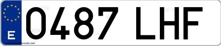 Ejemplo de matrícula española 0487 LHF
