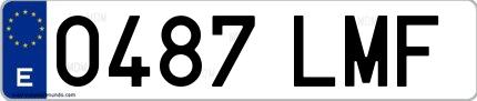 Ejemplo de matrícula española 0487 LMF