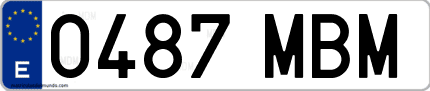 Ejemplo de matrícula de coche ordinaria 0487 MBM