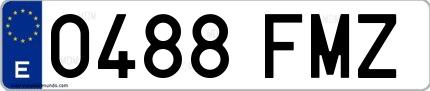 Ejemplo de matrícula española 0488 FMZ