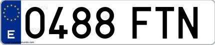 Ejemplo de matrícula española 0488 FTN