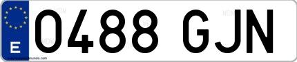 Ejemplo de matrícula española 0488 GJN
