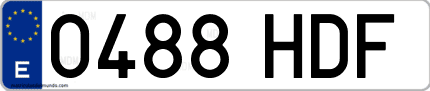 Ejemplo de matrícula de coche ordinaria 0488 HDF