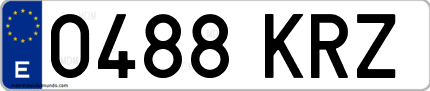 Ejemplo de matrícula de coche ordinaria 0488 KRZ