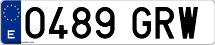 Ejemplo de matrícula de coche ordinaria 0489 GRW
