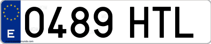 Ejemplo de matrícula de coche ordinaria 0489 HTL