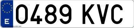 Ejemplo de matrícula española 0489 KVC