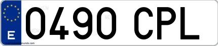 Ejemplo de matrícula española 0490 CPL