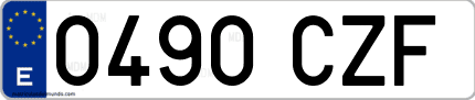 Ejemplo de matrícula de coche ordinaria 0490 CZF