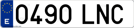 Ejemplo de matrícula de coche ordinaria 0490 LNC