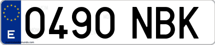 Ejemplo de matrícula de coche ordinaria 0490 NBK