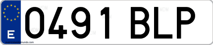 Ejemplo de matrícula de coche ordinaria 0491 BLP