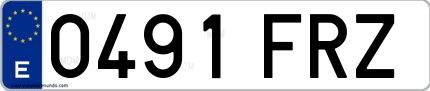 Ejemplo de matrícula de coche ordinaria 0491 FRZ