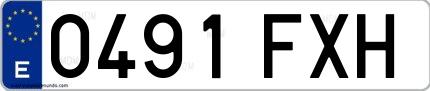 Ejemplo de matrícula española 0491 FXH