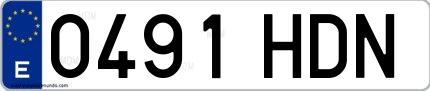 Ejemplo de matrícula española 0491 HDN