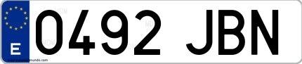 Ejemplo de matrícula española 0492 JBN