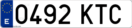 Ejemplo de matrícula de coche ordinaria 0492 KTC