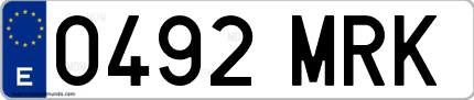 Ejemplo de matrícula de coche ordinaria 0492 MRK