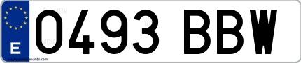 Ejemplo de matrícula de coche ordinaria 0493 BBW