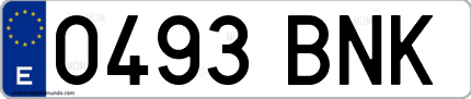 Ejemplo de matrícula de coche ordinaria 0493 BNK