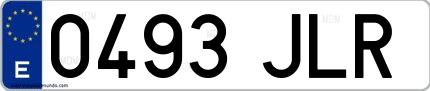 Ejemplo de matrícula española 0493 JLR