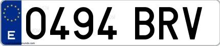 Ejemplo de matrícula española 0494 BRV