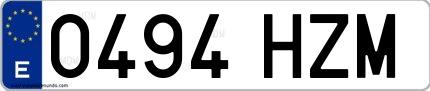 Ejemplo de matrícula española 0494 HZM