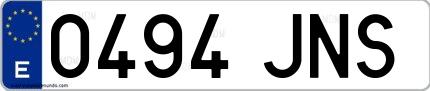Ejemplo de matrícula española 0494 JNS
