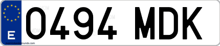 Ejemplo de matrícula de coche ordinaria 0494 MDK