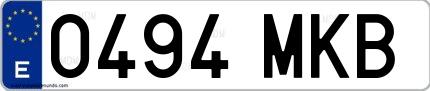 Ejemplo de matrícula española 0494 MKB