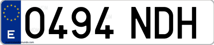 Ejemplo de matrícula de coche ordinaria 0494 NDH