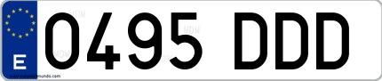 Ejemplo de matrícula española 0495 DDD