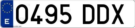 Ejemplo de matrícula española 0495 DDX