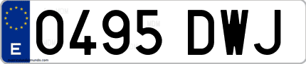 Ejemplo de matrícula de coche ordinaria 0495 DWJ