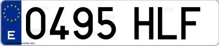 Ejemplo de matrícula española 0495 HLF