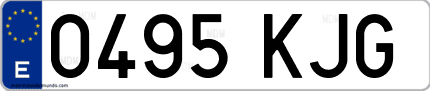 Ejemplo de matrícula de coche ordinaria 0495 KJG
