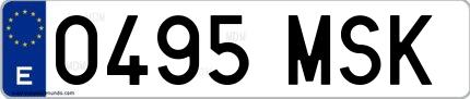 Ejemplo de matrícula española 0495 MSK