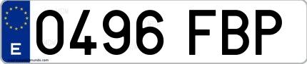 Ejemplo de matrícula española 0496 FBP