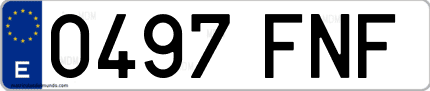 Ejemplo de matrícula de coche ordinaria 0497 FNF