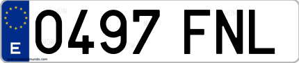 Ejemplo de matrícula de coche ordinaria 0497 FNL