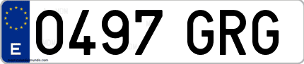 Ejemplo de matrícula de coche ordinaria 0497 GRG